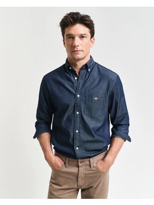 Gant Men's Navy Regular Fit Button-Down Collar Shirt