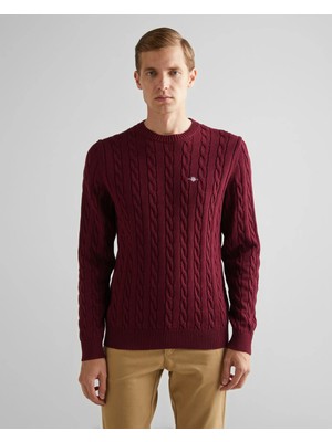 Gant Men's Burgundy Regular Fit Crew Neck Sweater