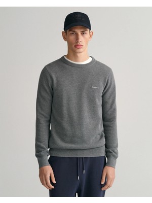 Gant Men's Grey Regular Fit Crew Neck Sweater