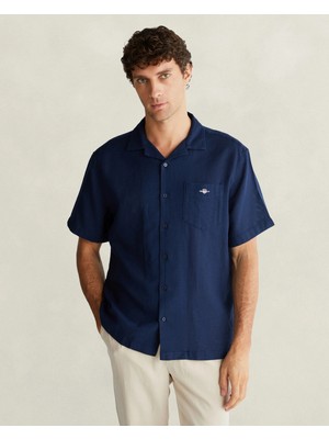 Gant Men's Navy Button-Down Collar Logo Shirt