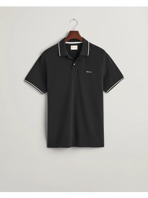 Gant Men's Black Regular Fit Polo Collar T-Shirt