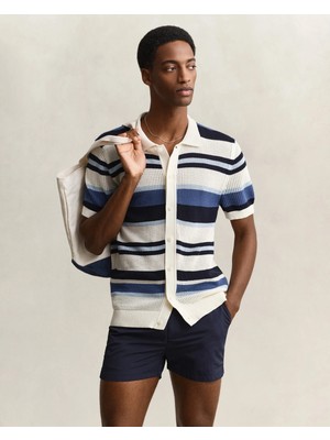 Gant Men's Blue Regular Fit Striped Sweater