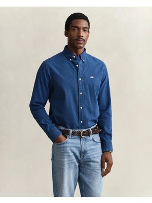 Gant Men's Navy Button-Down Collar Logo Shirt