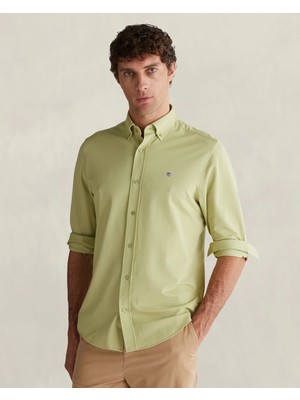 Gant Men's Green Button-Down Collar Logo Shirt