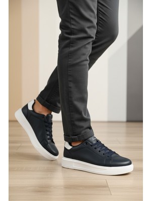 Enoch Topuk Detaylı Beyaz Tabanlı Bağcıklı Erkek Sneaker