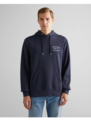 Gant Men's Navy Regular Fit Hooded Logo Sweatshirt