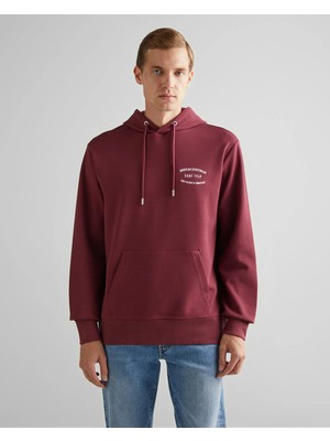 Gant Men's Burgundy Regular Fit Hooded Logo Sweatshirt