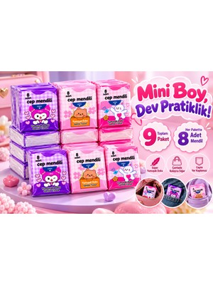 HKNOVA 9 Paket 8'li Mini Cep Mendili – 72 Yaprak Taşınabilir Çanta Boy Yumuşak Doku Mendil