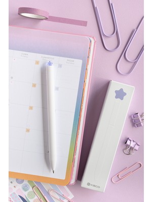 Kaco x Paperora Fırst Star 0.5 mm Jel Kalem Seti – 2 Adet Refill ile (Mor Gövde Siyah Mürekkep)