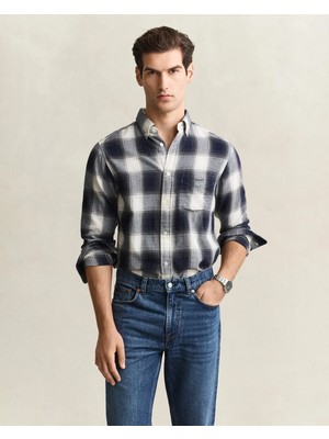 Gant Men's Navy Checked Poplin Shirt
