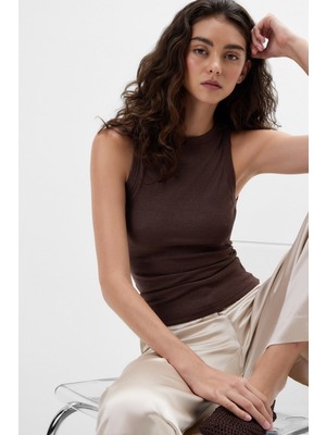 Intimissimi Lamé Cotton Fine Ribbed Tank Top