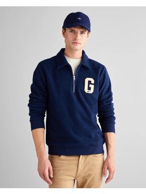 Gant Men's Navy Regular Fit Half-Zip Logo Sweatshirt