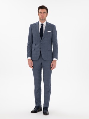 Cacharel Blue Slim Fit Dress Trousers