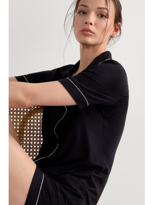 Intimissimi Modal Front-Closure Short Sleeve Blouse