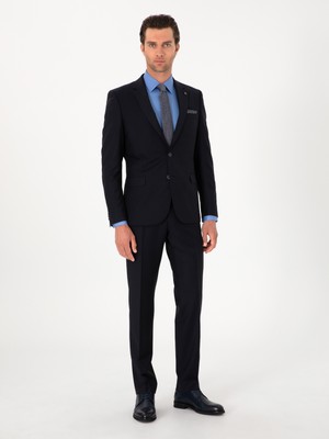 Cacharel Navy Slim Fit %100 Wool Classic Suit
