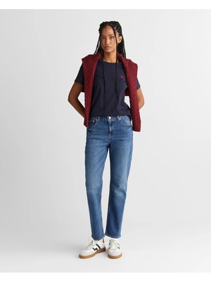 Gant Women's Blue Straight Fit Denim Pants