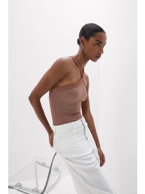 Intimissimi Lamé Ribbed Cross Strap Bodysuit