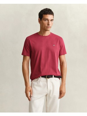 Gant Men's Red Crew Neck Regular Fit Logo T-Shirt