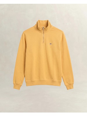 Gant Men's Yellow Half-Zip %100 Cotton Sweatshirt