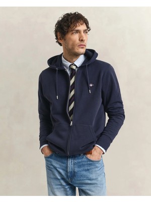 Gant Men's Navy Regular Fit Zip-Up Sweatshirt