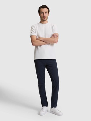Cacharel Navy Slim Fit Cotton Blend Chino Trousers