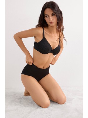 Intimissimi Cotton And Lace High Waist Briefs