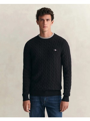 Gant Men's Black Regular Fit Crew Neck Knit Sweater