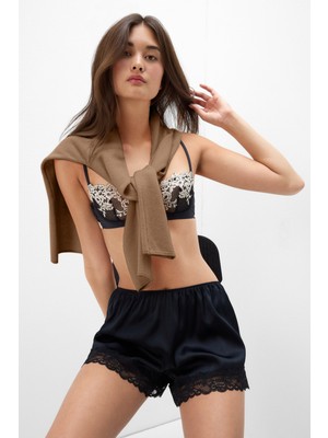 Intimissimi Silk Shorts With Lace