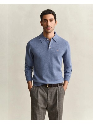 Gant Men's Blue Regular Fit Polo Sweater