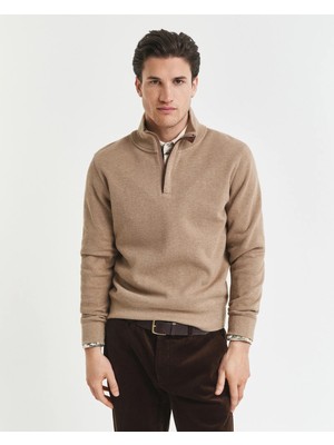 Gant Men's Beige Regular Fit Half-Zip Sweatshirt