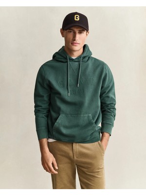 Gant Men's Green Hooded %100 Cotton Sweatshirt