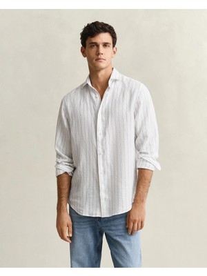 Gant Men's White Regular Fit Striped Shirt