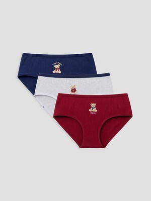 Lc Waikiki Yeni Sezon Lacivert Ayı Teddy Baskılı Kız Çocuk Külot 3'lü