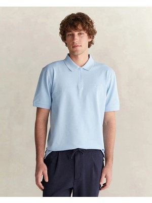 Gant Men's Blue Regular Fit Half-Zip Polo Shirt
