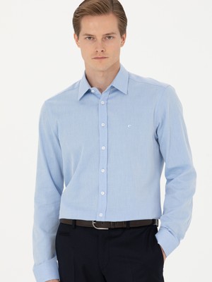 Cacharel Light Blue Slim Fit Long Sleeve Classic Shirt