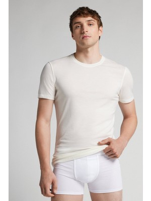 Intimissimi Stretch Merino Wool Short Sleeve T-Shirt