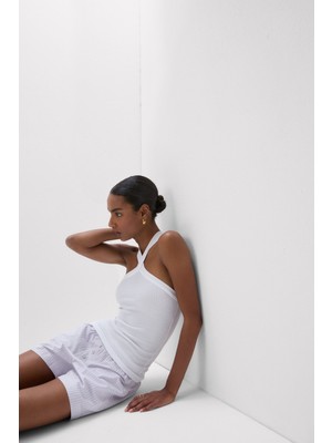 Intimissimi Ribbed Pima Cotton Cross Strap Tank Top