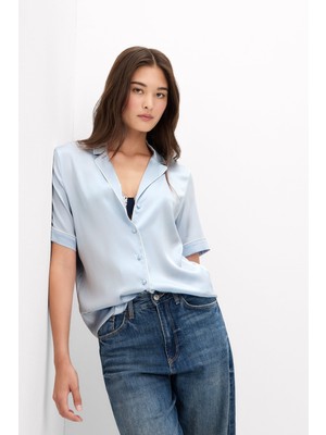Intimissimi Masculine Cut Short Sleeve Silk Shirt