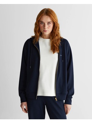 Gant Women's Navy Standard Fit Hooded Sweatshirt