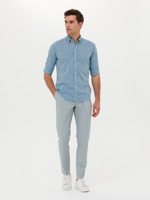 Cacharel Blue Dad Fit %100 Cotton Pleated Dress Trousers