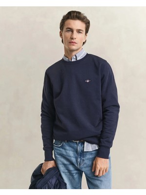 Gant Men's Navy Regular Fit Crew Neck Sweatshirt