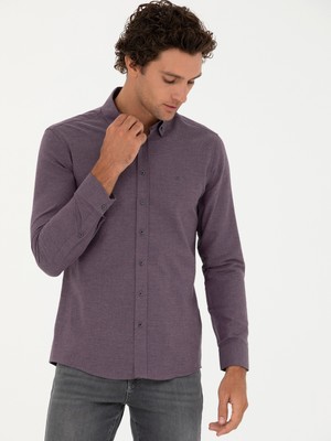 Cacharel Plum Slim Fit Long Sleeve Shirt