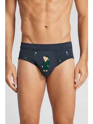 Intimissimi Men's Sleepy Teddy Bear Print Pima Cotton Briefs