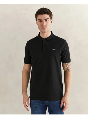Gant Men's Black Regular Fit Logo Polo Shirt
