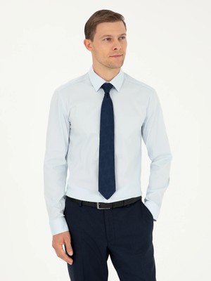 Cacharel Light Blue Slim Fit Cotton Blend Classic Shirt