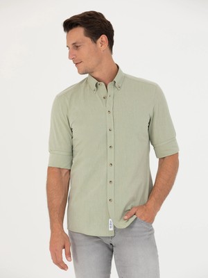 Cacharel Khaki Slim Fit Long Sleeve Shirt