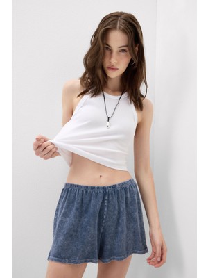 Intimissimi Denim Romance Cotton And Lace Shorts