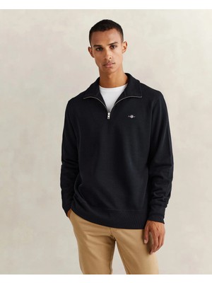 Gant Men's Black Regular Fit Half-Zip Sweatshirt