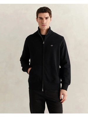 Gant Men's Black Zip Logo Sweatshirt