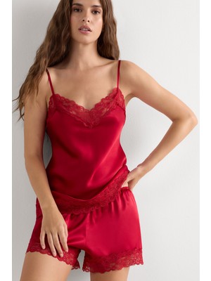 Intimissimi Silk Shorts With Lace